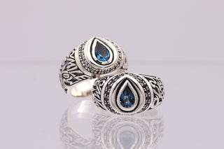 コンクエスト”PS”リング 【ロンドンブルートパーズ】CZブラック
